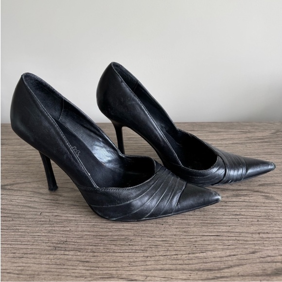 Aldo Black Leather Pointed Toe Heels Stiletto High Heel Pumps Size 7 - Picture 1 of 12